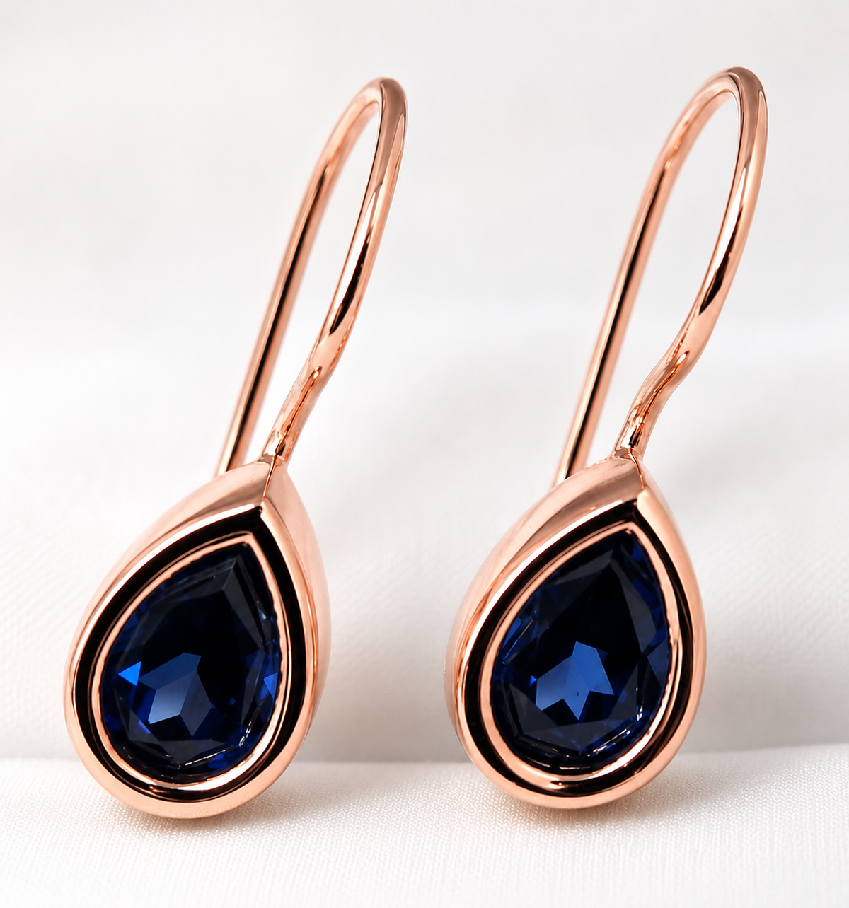Genuine  9ct 9k 375  Yellow, Rose or White Gold Blue Stone Teardrop Earrings
