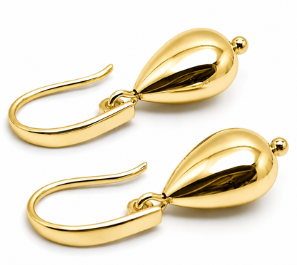 Kaedesigns Genuine 9ct 9kt Solid Yellow, Rose or White Gold Tear Drop Hook Earrings