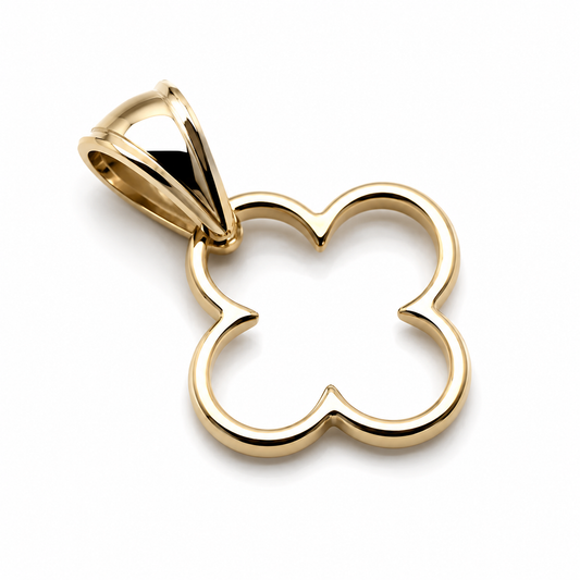 Solid 9ct 9K 375 Yellow, Rose or White Gold Small Clover Pendant With Bale