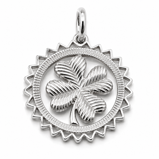 Genuine Sterling Silver 925 or Yellow or Rose Gold Plated Four Leaf Clover Pendant