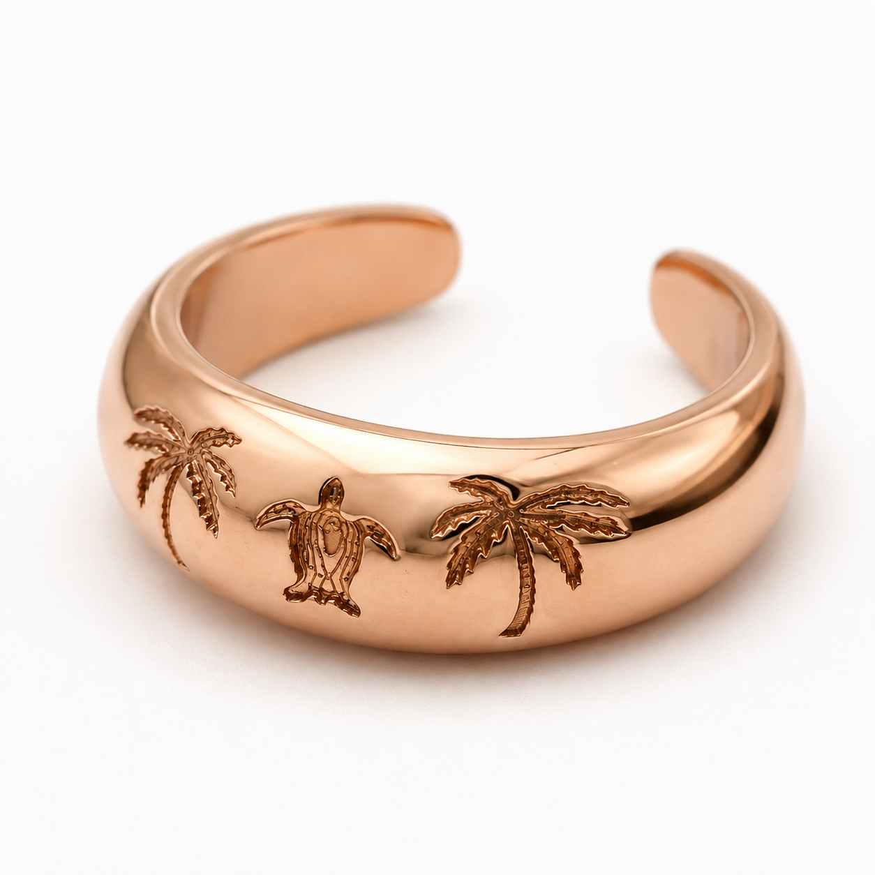 Kaedesigns Genuine Solid 9ct 9k 375 Yellow, Rose or White Gold Palms and Turtle Toe Ring