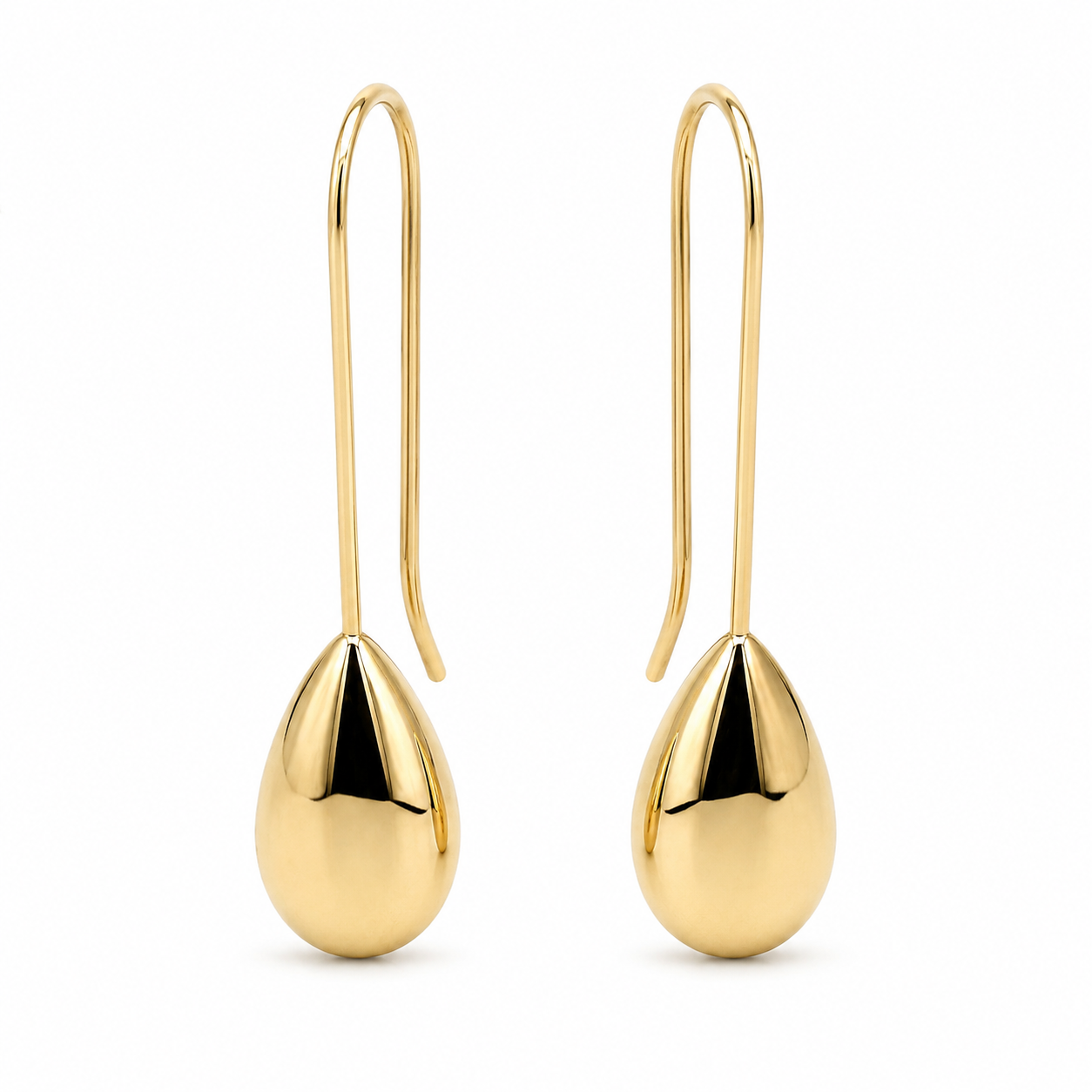 Genuine 9ct 9K 375 Yellow, Rose or White Gold Large Teardrop Tear Drop Long Hook Earrings