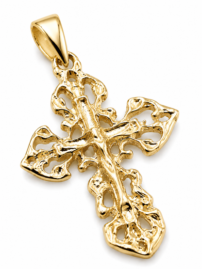 Genuine 9ct 9k 375 Yellow, Rose or White Gold Armenian Crucifix Cross Pendant