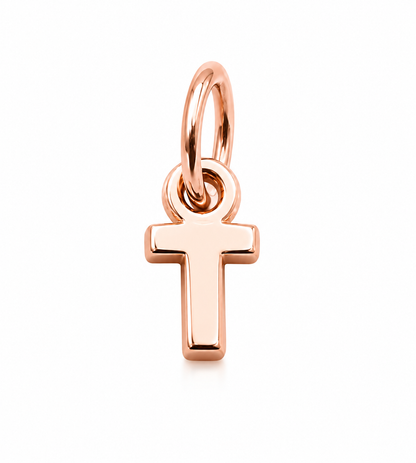 Genuine 9ct 9k 375 Tiny Very Small Yellow, Rose or White Gold Initial Pendant Charm T