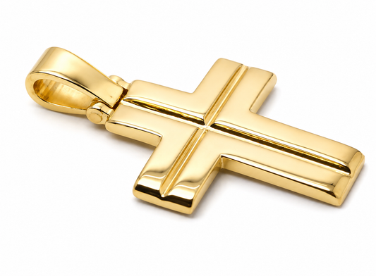 Kaedesigns Large Heavy 18ct 18k Yellow, Rose Or White Gold Solid Cross Pendant