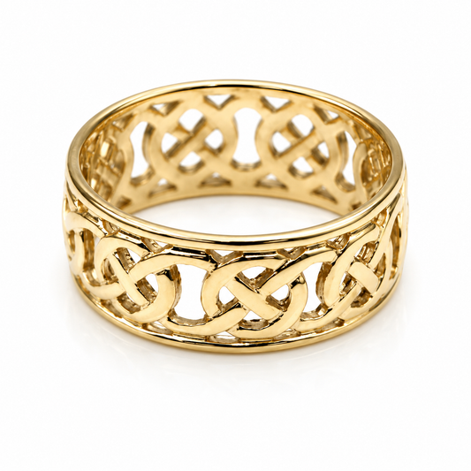 Genuine 9ct 9k 375 Solid Yellow, Rose Or White Gold Large Celtic Ring In Your Size 223