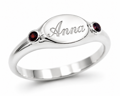 Genuine 9ct 9K 375 Yellow, Rose or White Gold 375 Oval Garnet (Birthstone Of January) Signet Ring