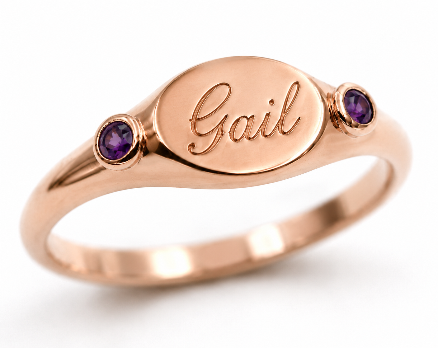 Genuine 9ct 9K 375 Yellow, Rose or White Gold 375 Oval Amethyst (Birthstone Of Feb) Signet Ring (Copy)