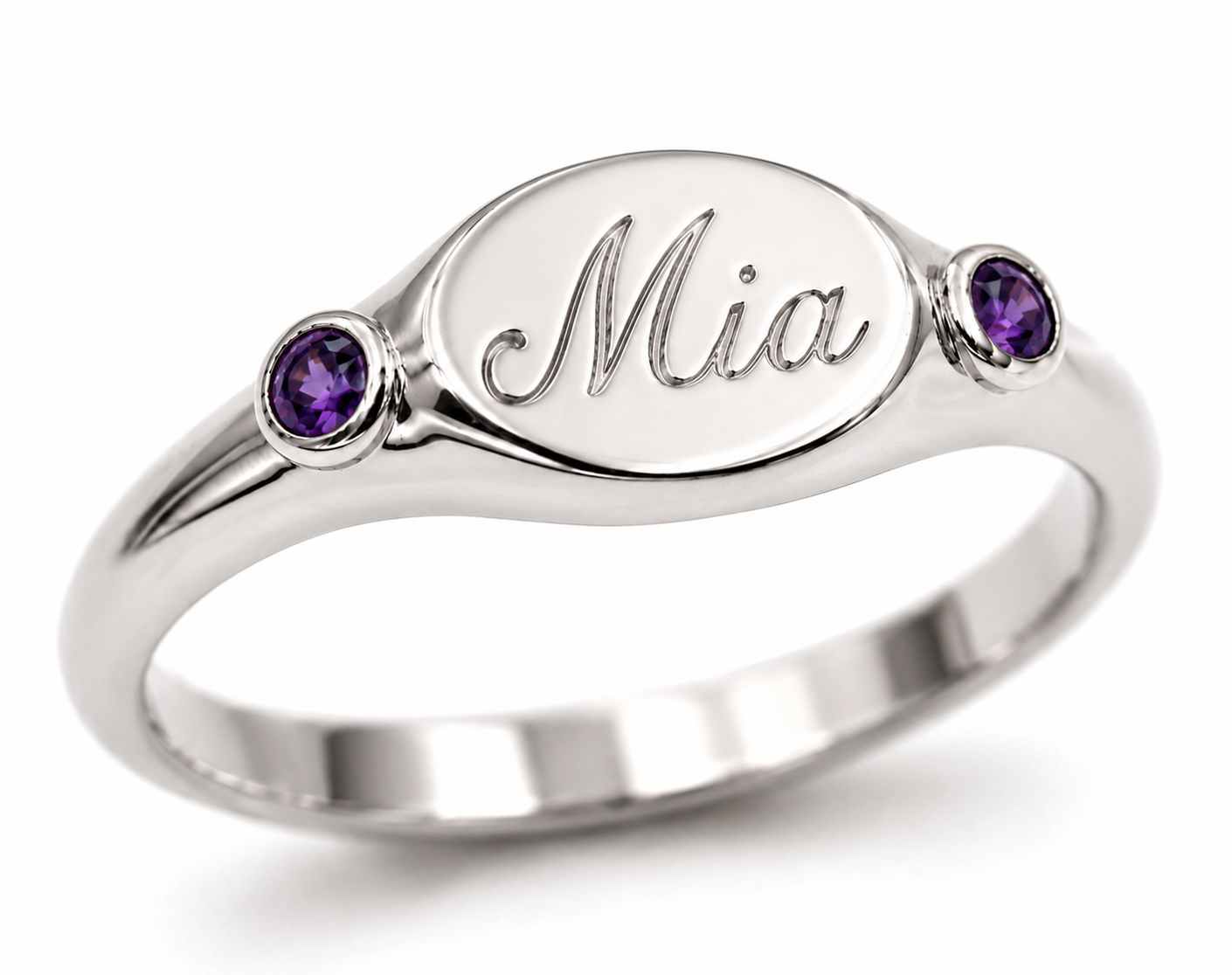Genuine 9ct 9K 375 Yellow, Rose or White Gold 375 Oval Amethyst (Birthstone Of Feb) Signet Ring (Copy)