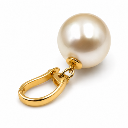 Genuine 9ct 9k 375 Yellow, Rose or White Gold 375 14mm Shell White Pearl Ball Enhancer Pendant
