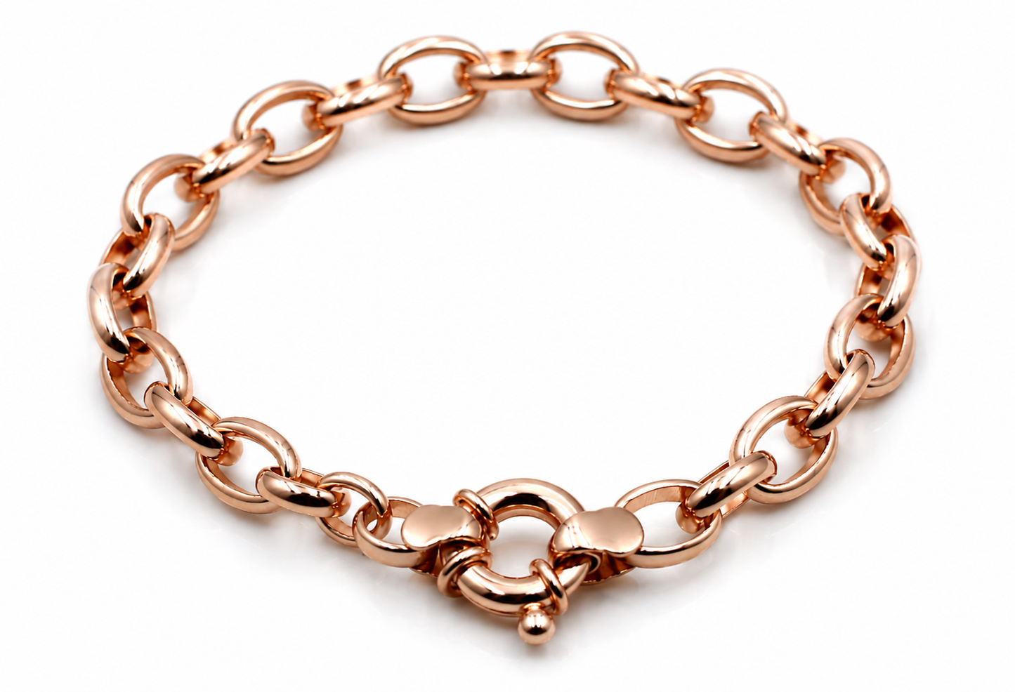 Genuine Solid 18ct 18k 750 Yellow, Rose or White Gold Oval Belcher Link 19cm Bolt Ring Bracelet