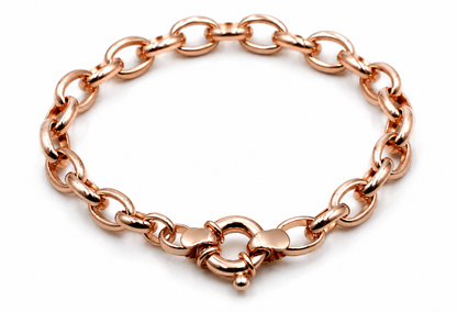 Genuine Solid 18ct 18k 750 Yellow, Rose or White Gold Oval Belcher Link 19cm Bolt Ring Bracelet