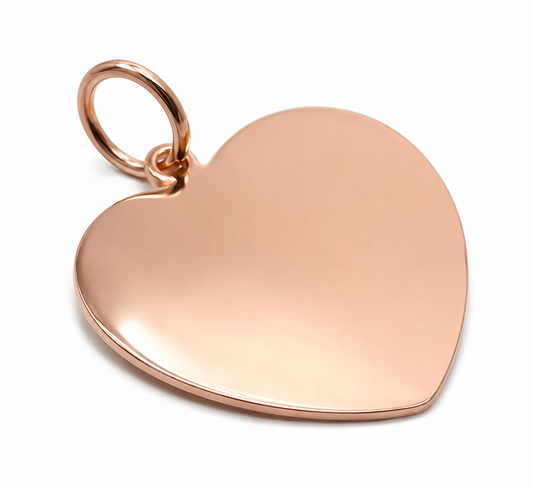 Solid Genuine 9ct 9k 375 Yellow, Rose or White Gold Large Heart Shield Disc Pendant