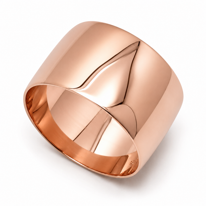 Genuine 12mm wide 9ct 9k Yellow, Rose or White Gold Full Solid Extra Wide Band Ring - Choose your ring size H to P