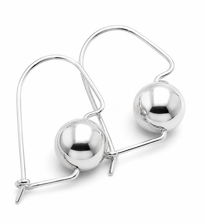 Genuine 9ct 9k 375 Yellow, Rose or White Gold 10mm Euro Ball Plain Drop Large Earrings 1mm size hook