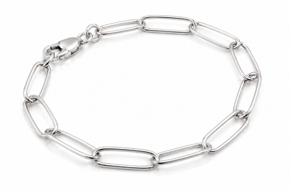 Genuine Handmade 17cm Solid 9ct 375 Yellow, Rose or White Gold Paper Clip Paperclip Bracelet
