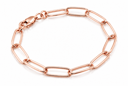 Genuine Handmade 17cm Solid 9ct 375 Yellow, Rose or White Gold Paper Clip Paperclip Bracelet