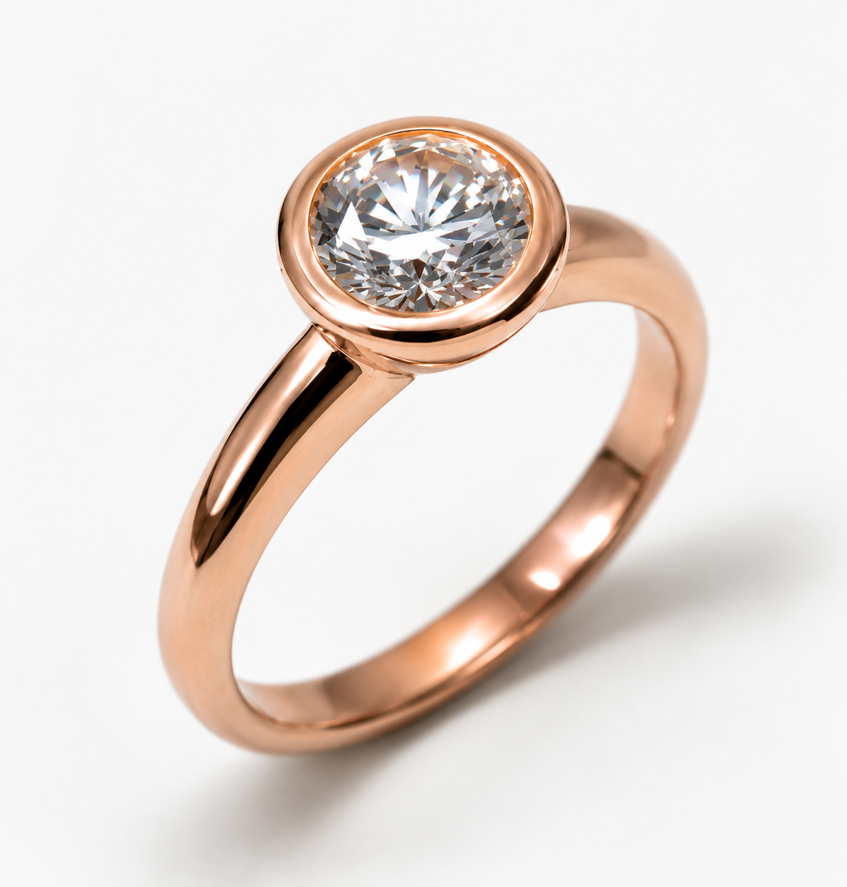 Kaedesigns, Genuine Size N 9ct 9kt 375 Yellow, Rose or White Gold 1ct Cubic Zirconia Bezel Set Ring