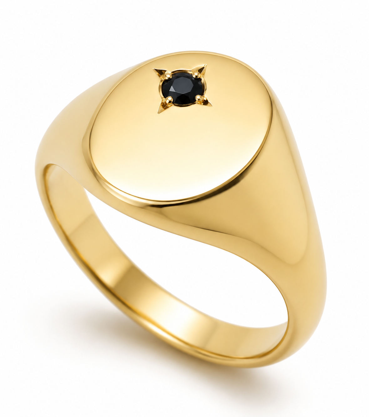 Genuine 9ct 9k Yellow, Rose or White Gold Oval Signet Ring Set with Black Australian Blue Sapphire - Choose your size L to T