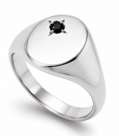 Genuine 9ct 9k Yellow, Rose or White Gold Oval Signet Ring Set with Black Australian Blue Sapphire - Choose your size L to T