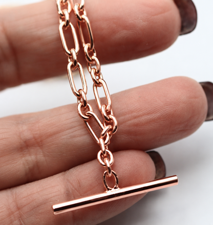 Genuine Solid 45cm 18ct 750 Yellow, Rose or White Gold Fancy Link Chain Necklace + T-Bar