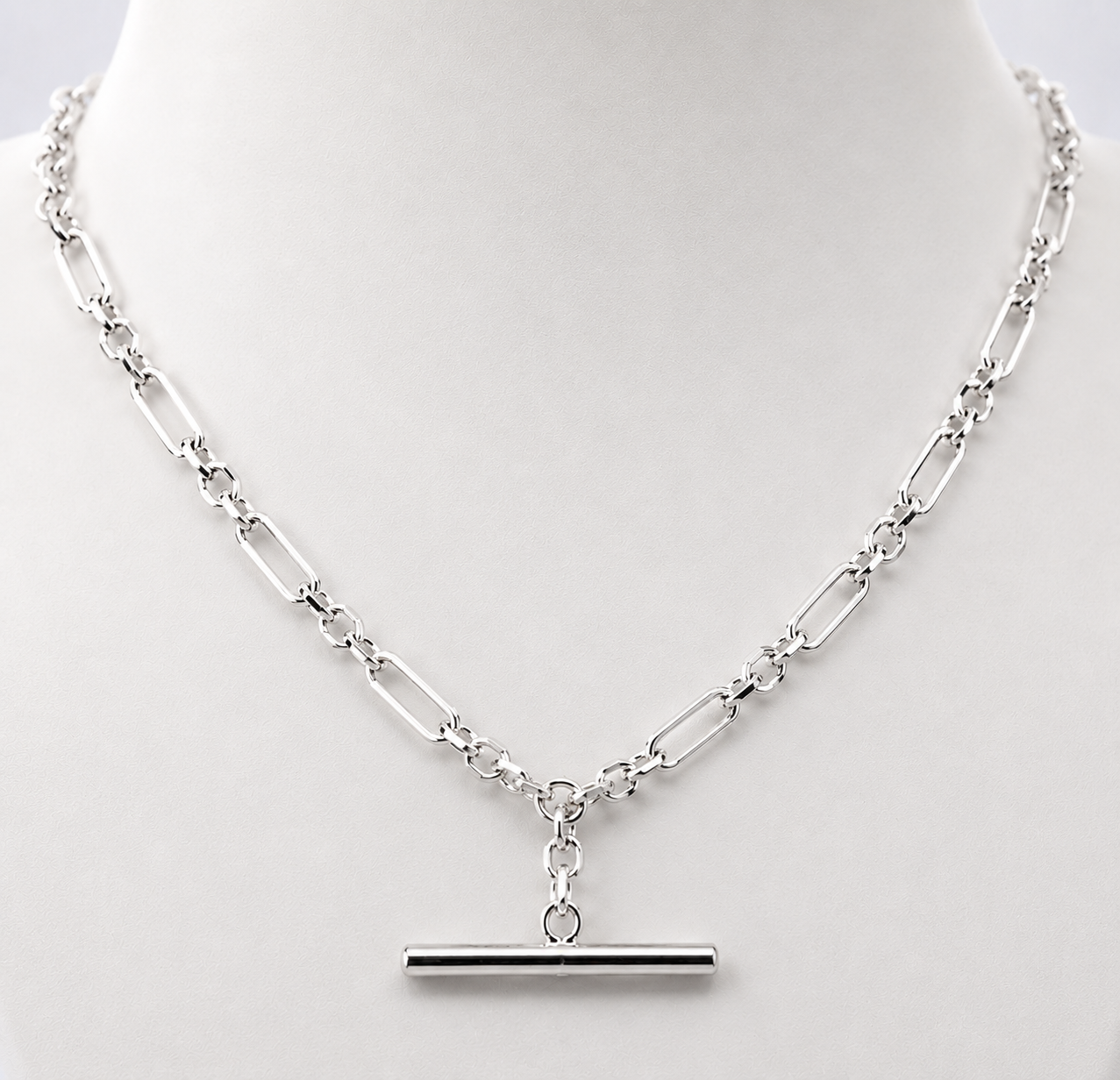 Genuine Solid 45cm 18ct 750 Yellow, Rose or White Gold Fancy Link Chain Necklace + T-Bar