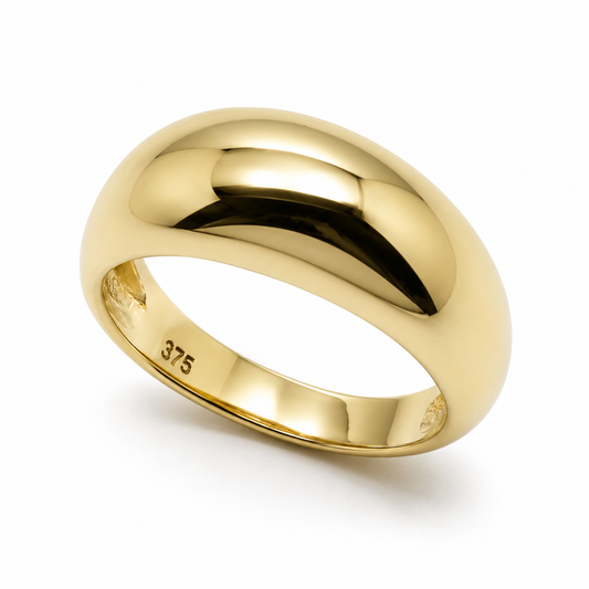 Genuine Solid 9ct 9K 375 Yellow, Rose or White Gold High 7mm Dome Ring - Choose your size ( H to Q)