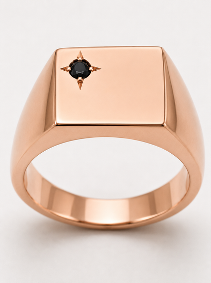 Genuine Heavy Solid 9ct 9k 375 Yellow, Rose or White Gold Rectangular Men Signet Ring, Set with Blue Sapphire