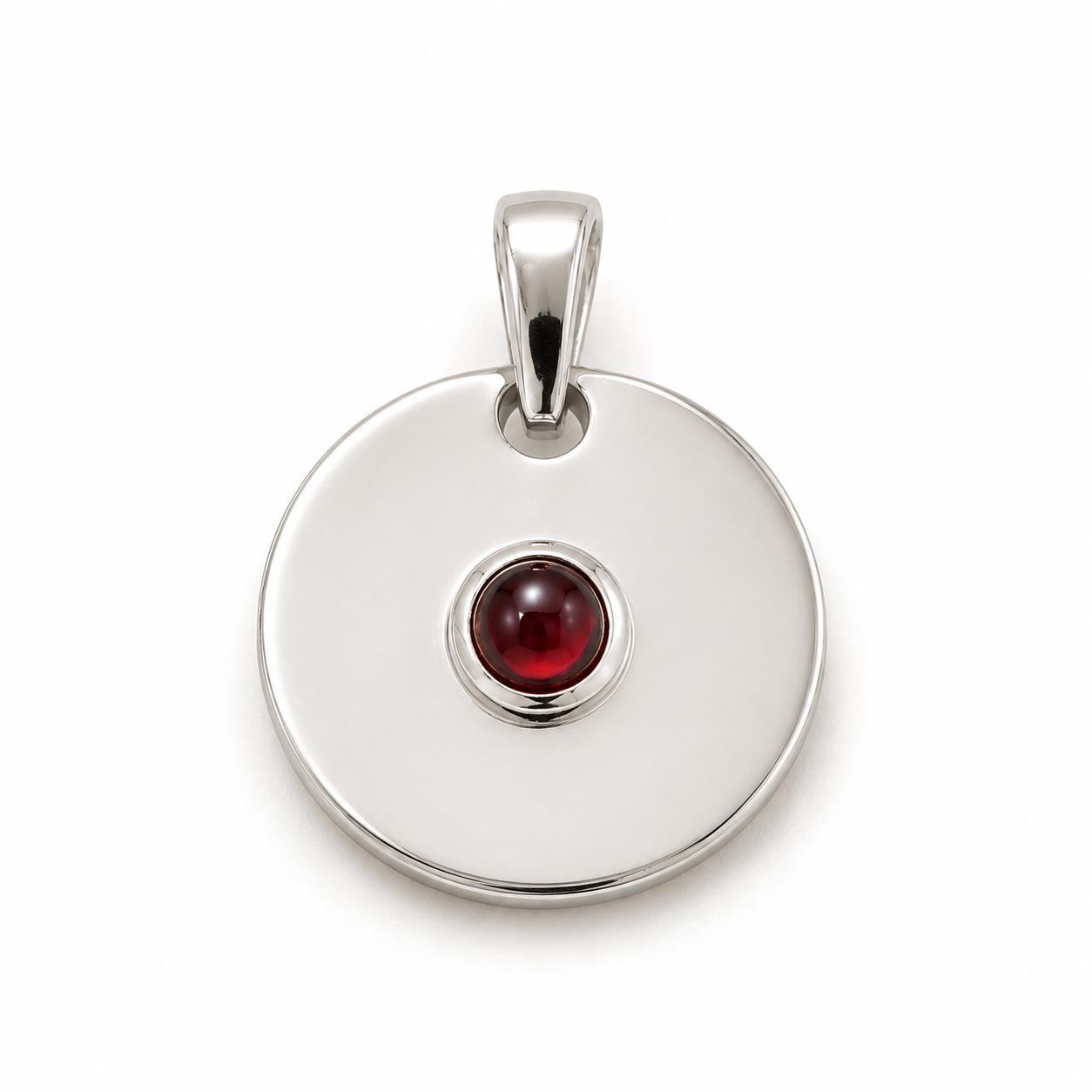 Genuine 9ct 9k 375  Yellow, Rose or White Gold 4mm Cabochon Red Garnet 12mm Disc Round circle pendant (Copy)