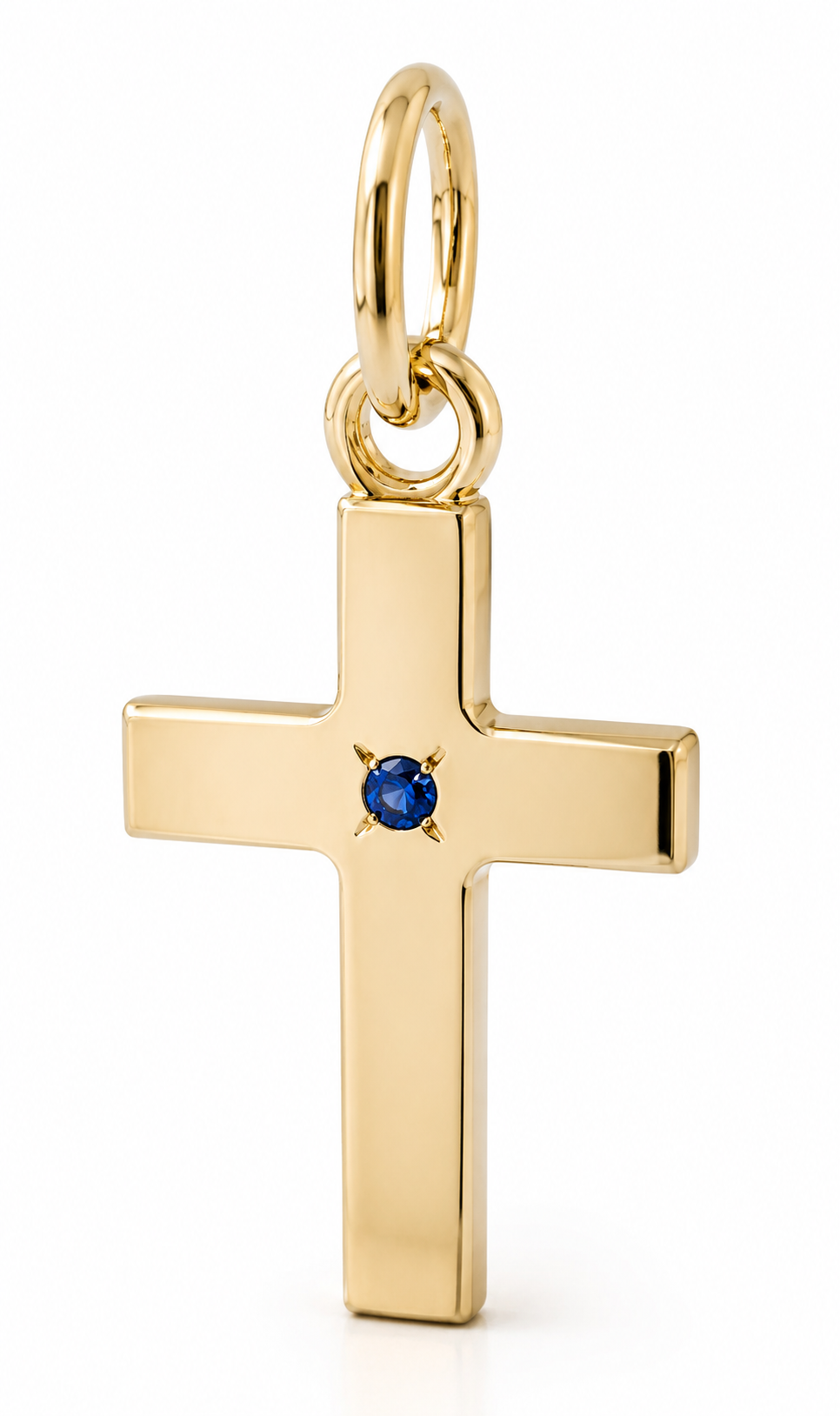 Genuine 9ct 9k Rose Gold Small Sapphire Cross Tiny Pendant / Charm