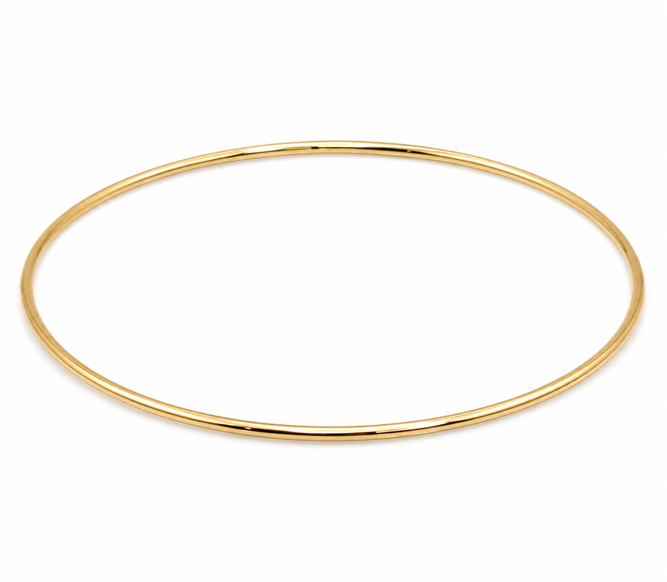 Genuine 9ct 9k 375 Yellow, Rose or White Gold Thin 1.6mm GOLF bangle 65mm inside diameter