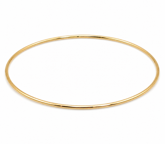 Genuine 9ct 9k 375 Yellow, Rose or White Gold Thin 1.6mm GOLF bangle 65mm inside diameter