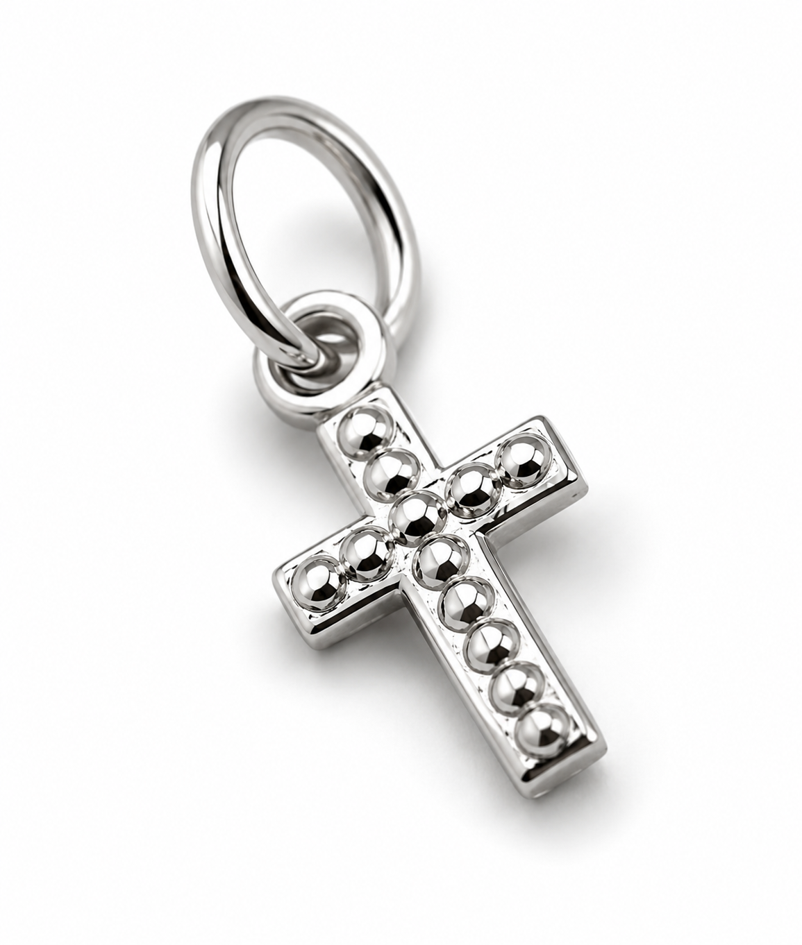 Genuine 9ct 9kt 375 Genuine Tiny Very Small Yellow, Rose or White Gold Beaded Cross Pendant Charm