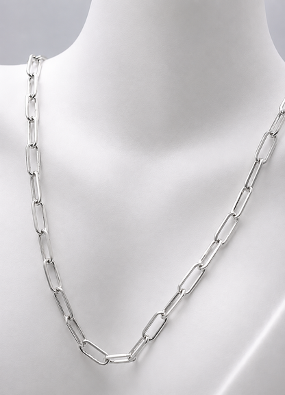 Genuine 9ct 9K 375 Yellow, Rose or White Gold Handmade Solid Paperclip Necklace Chain 40cm