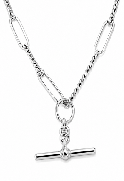 Handmade 50cm or 60cm 9ct 9k Yellow, Rose or White Gold Paper Clip Chain Necklace with T-Bar + Swivels