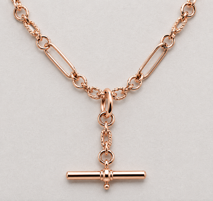 Genuine 9ct 9k 375 Yellow, Rose or White Gold Handmade Solid Fancy Paperclip FOB Necklace Chain 55cm