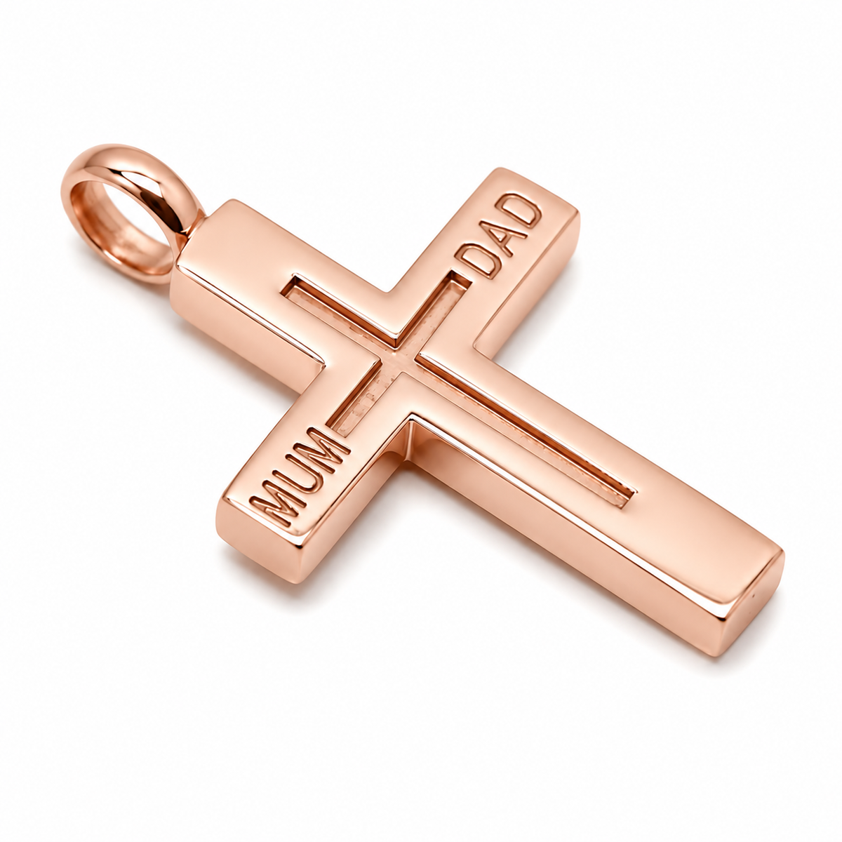 Kaedesigns 9ct 9k 375 Yellow, Rose or White Gold Love Mum & Dad Cross Pendant