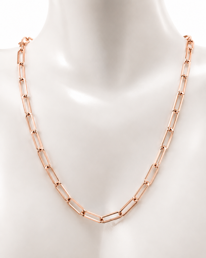 Genuine 9ct 9K 375 Yellow, Rose or White Gold Handmade Solid Paperclip Necklace Chain 50cm