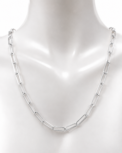 Genuine 9ct 9K 375 Yellow, Rose or White Gold Handmade Solid Paperclip Necklace Chain 50cm