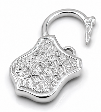Genuine 9k 9ct 15mm x 24mm Yellow, Rose and White Gold Filigree Heart Pendant / Padlock