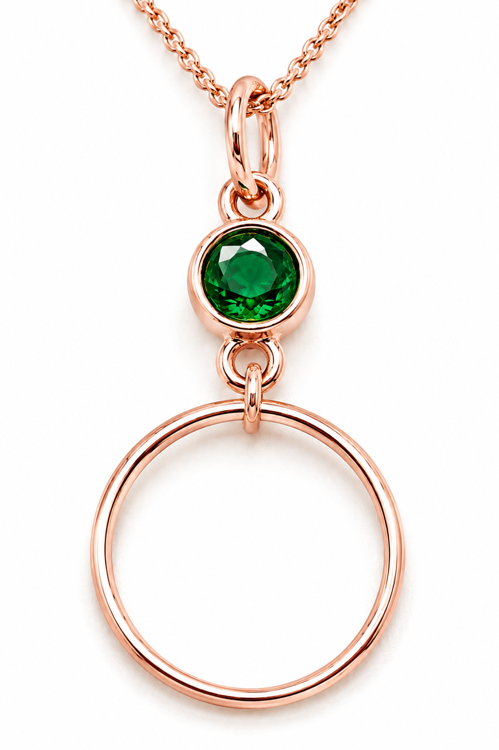 Genuine 9ct 9k 375 Yellow, Rose or White Gold Green Round Emerald Round Circle Pendant