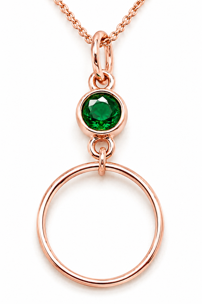 Genuine 9ct 9k 375 Yellow, Rose or White Gold Green Round Emerald Round Circle Pendant
