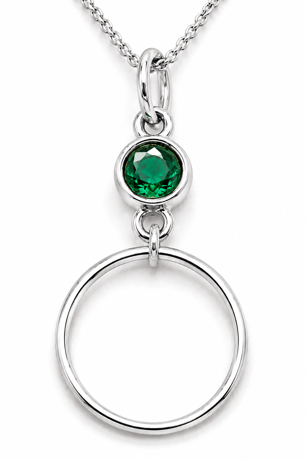 Genuine 9ct 9k 375 Yellow, Rose or White Gold Green Round Emerald Round Circle Pendant
