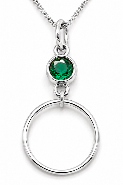 Genuine 9ct 9k 375 Yellow, Rose or White Gold Green Round Emerald Round Circle Pendant
