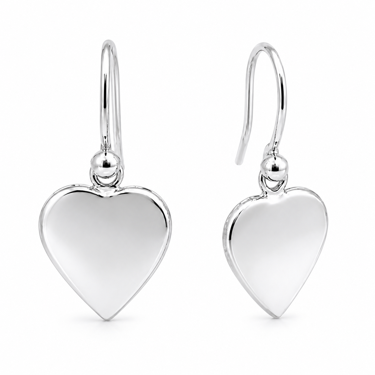 Genuine 9ct 9k 375 Yellow, Rose or White Gold Hook Disc Dangle Heart Earrings