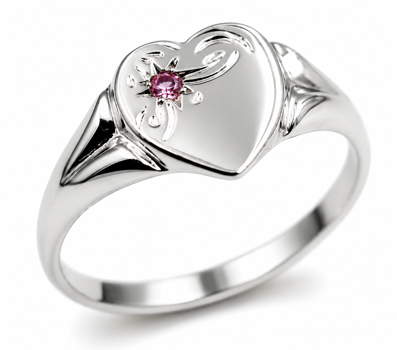 Genuine 9ct 9K Yellow, Rose or White Gold Pink Tourmaline (Birthstone- October) Signet Ring