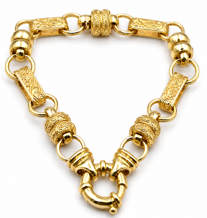 Heavy Genuine 9ct 9k 375 Yellow, Rose or White Gold Solid Belcher Filigree Antique Bracelet