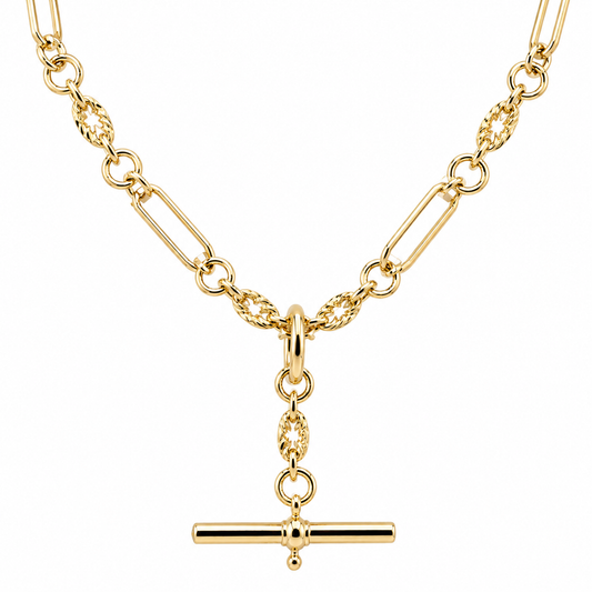 Genuine 9ct 9k 375 Yellow, Rose or White Gold Handmade Solid Fancy Paperclip FOB Necklace Chain 50cm