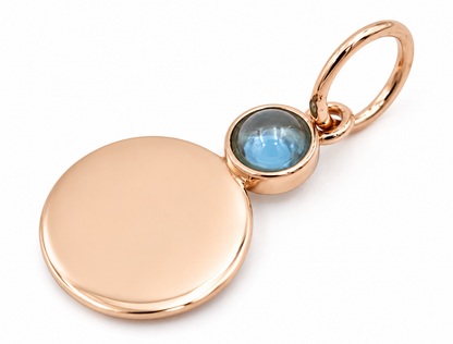 Genuine 9ct 9k 375 Yellow, Rose or White Gold 11mm Cabochon Topaz Filigree Disc Round Circle Pendant