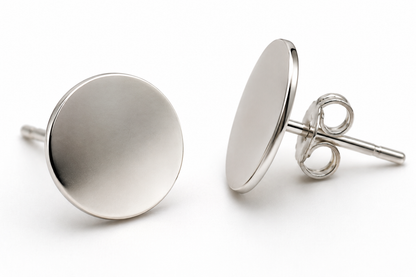 Genuine 9ct 9k 375 Yellow, Rose or White Gold 10mm Engravable Disc Earrings